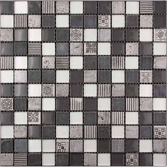 11.7" x 11.7" Eclectic Grey Square Mosaic Tile | Tile Club | Position1