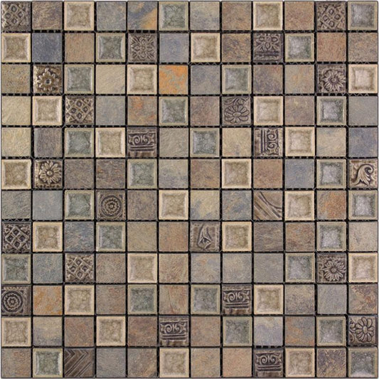 11.7" x 11.7" Eclectic Slate Square Mosaic Tile | Tile Club 