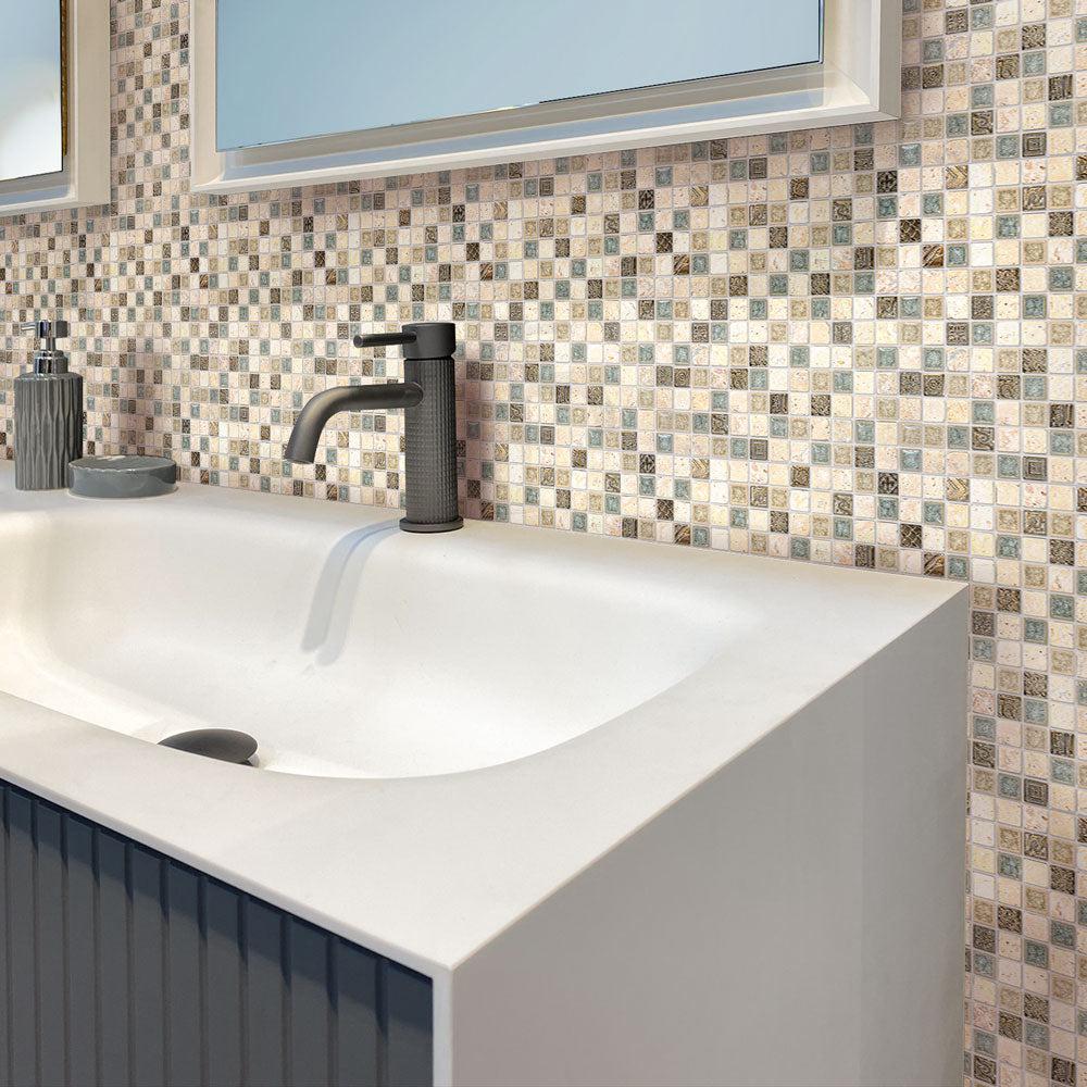 Eclectic Travertine Square Mosaic Tile