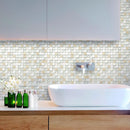 White and Beige Micro Square Glass Mosiac Tile