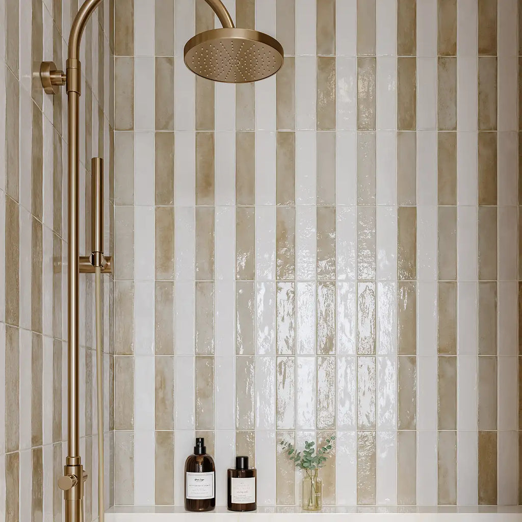 Larkin Beige Gloss Ceramic Subway Tile 2"x8" | Tile Club