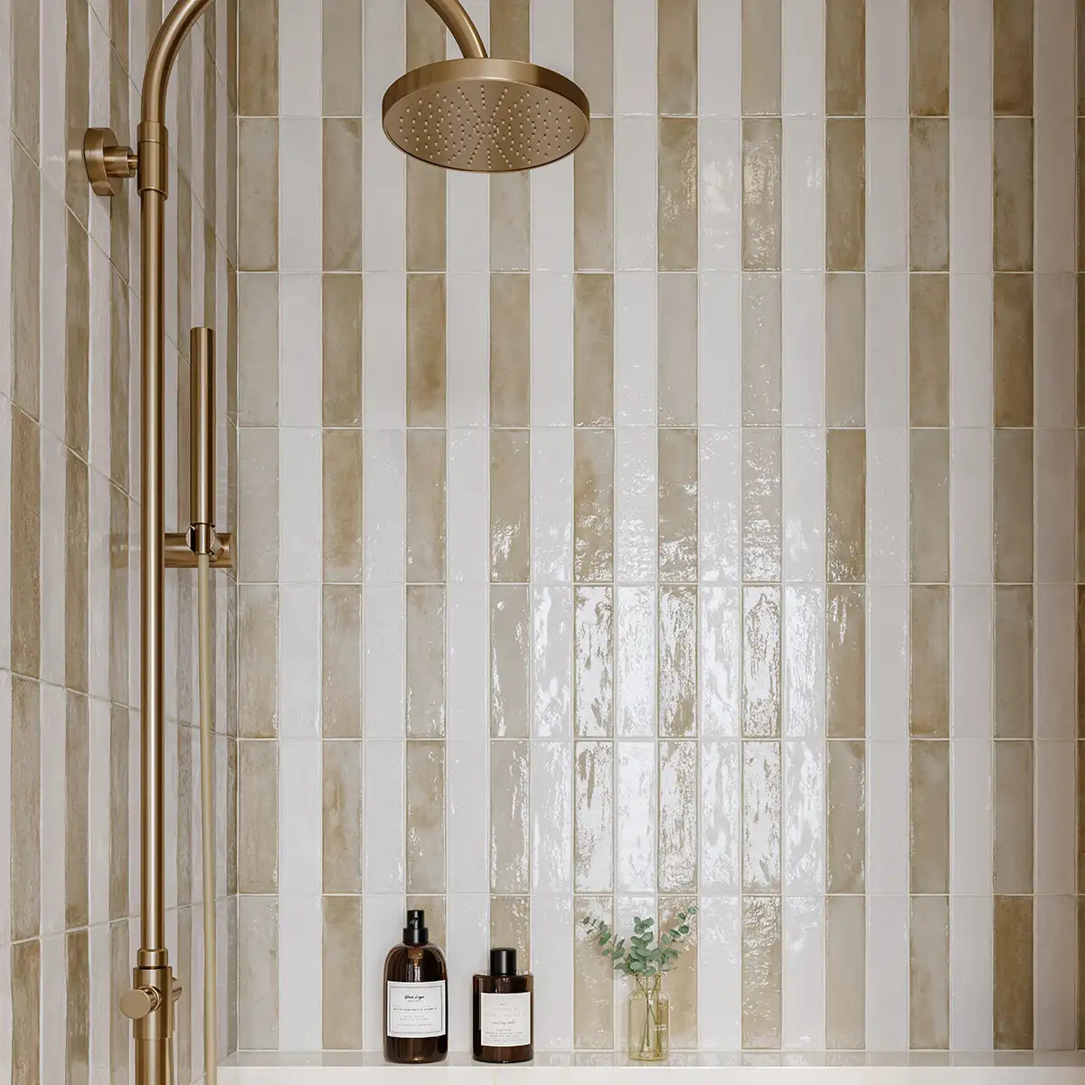 Larkin Beige Gloss Ceramic Subway Tile 2"x8" | Tile Club