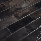 Larkin Black Gloss Ceramic Subway Tile 2"x8" | Tile Club