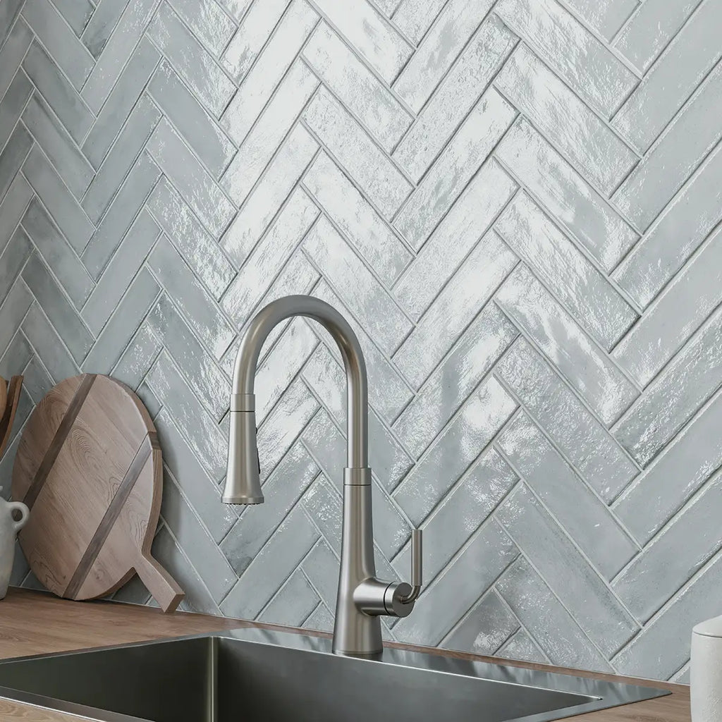 Larkin Blue Gloss Ceramic Subway Tile 2"x8" | Tile Club