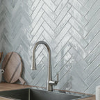 Larkin Blue Gloss Ceramic Subway Tile 2"x8" | Tile Club