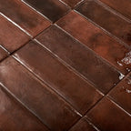 Larkin Brown Gloss Ceramic Subway Tile 2"x8" | Tile Club
