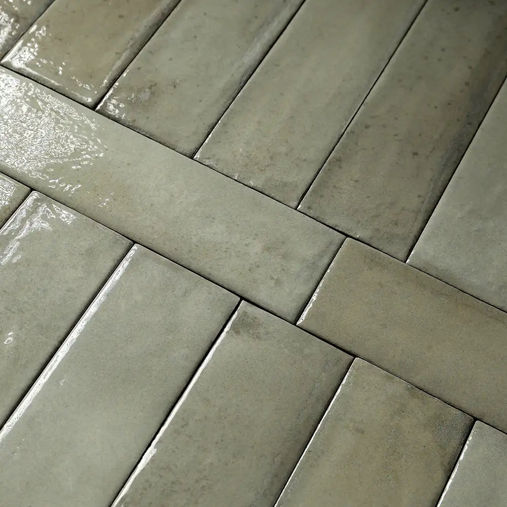 Larkin Green Gloss Ceramic Subway Tile 2"x8" | Tile Club
