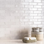 Larkin White Gloss Ceramic Subway Tile 2"x8" | Tile Club