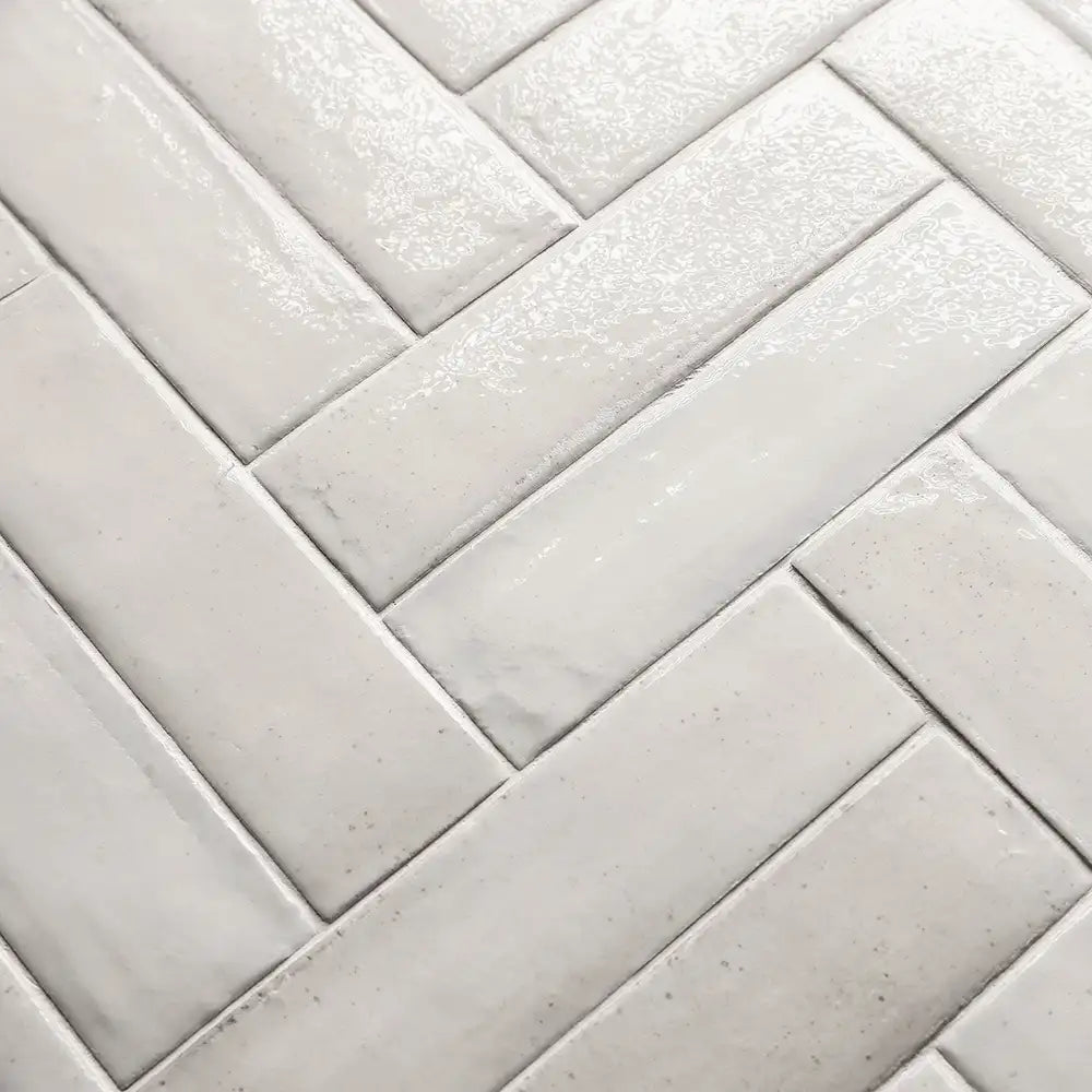 Larkin White Gloss Ceramic Subway Tile 2"x8" | Tile Club
