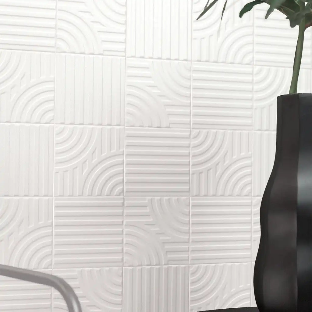 Paxton Line Off White Matte Ceramic Tile 6"x6" | Tile Club