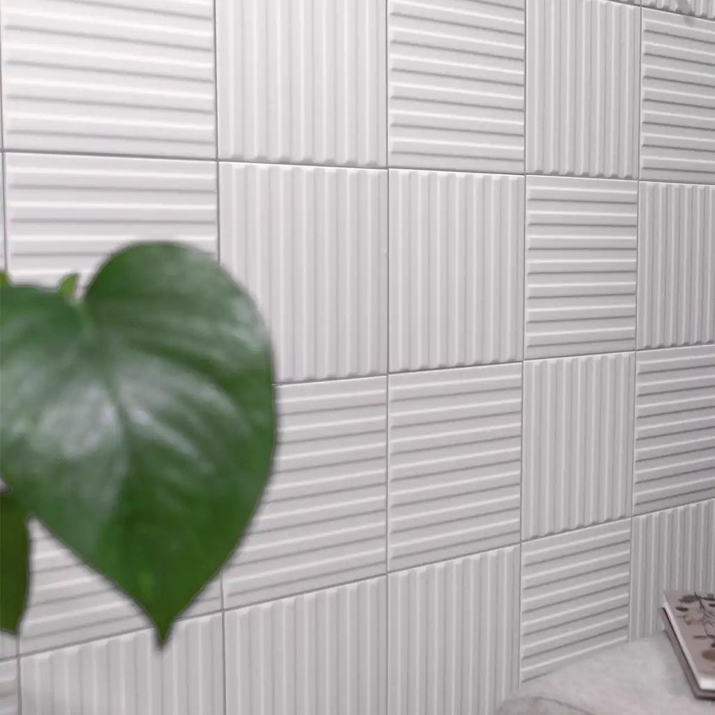 Paxton Line Off White Matte Ceramic Tile 6"x6" | Tile Club