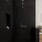 Belmore Black Glossy Beveled Ceramic Subway Tile 4" x 12" | Tile Club