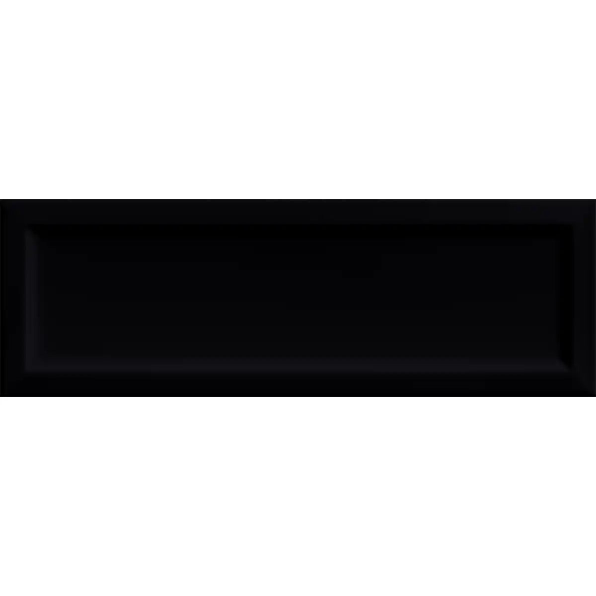 Belmore Black Glossy Beveled Ceramic Subway Tile 4" x 12" | Tile Club