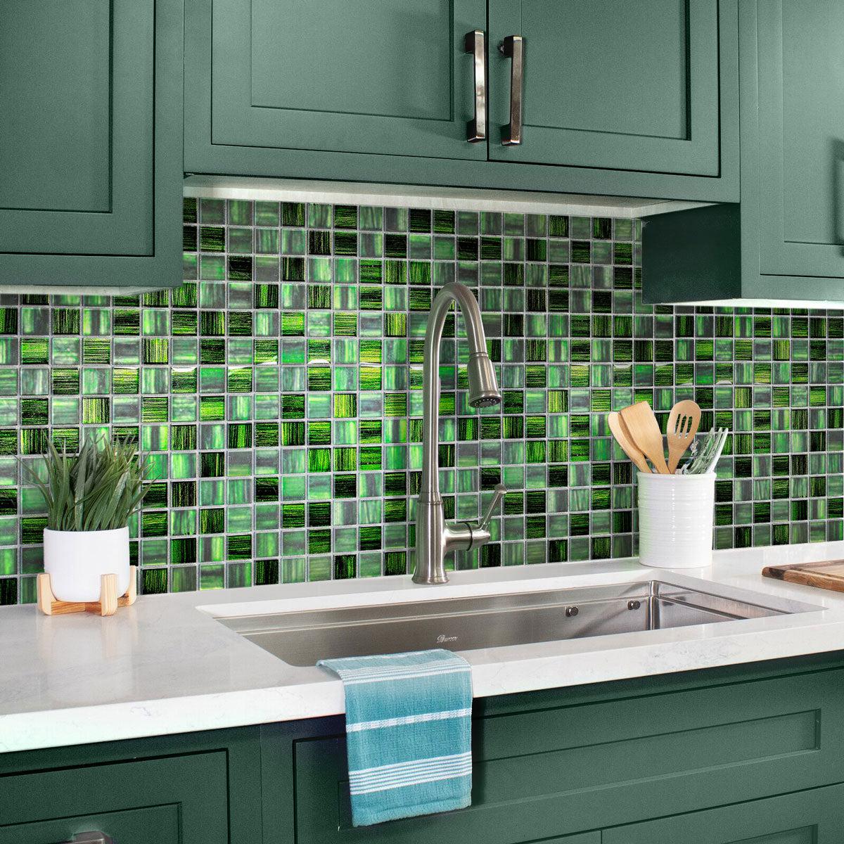 Random Tile Green Green Backsplash Tile Green Backsplash Can Add Some Pizzazz To Your