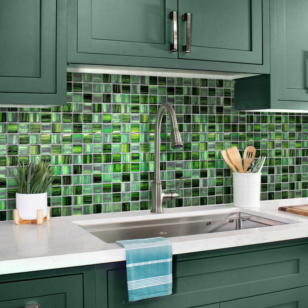 Green Kitchen Tile Backsplash