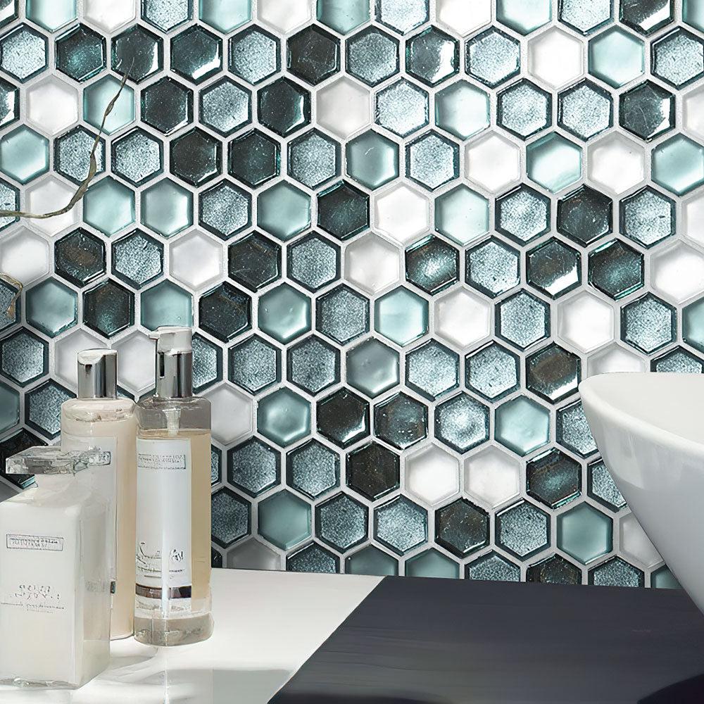 Emerald Hexagon Glass Mosaic Tile | Tile Club