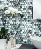 Emerald Hexagon Glass Mosaic Tile | Tile Club