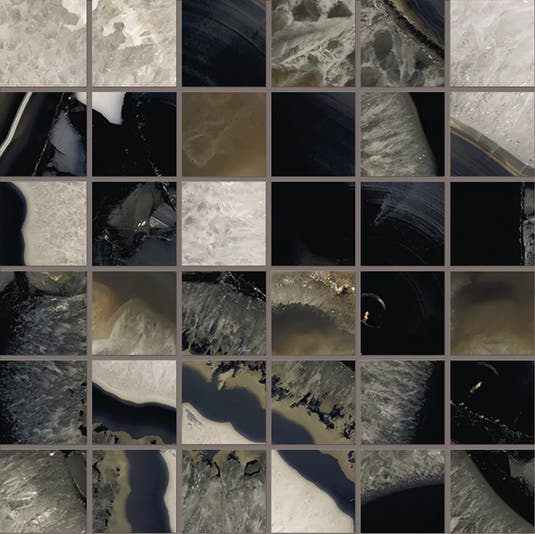 Emporio Agate Geode Black 2x2 Porcelain Mosaic