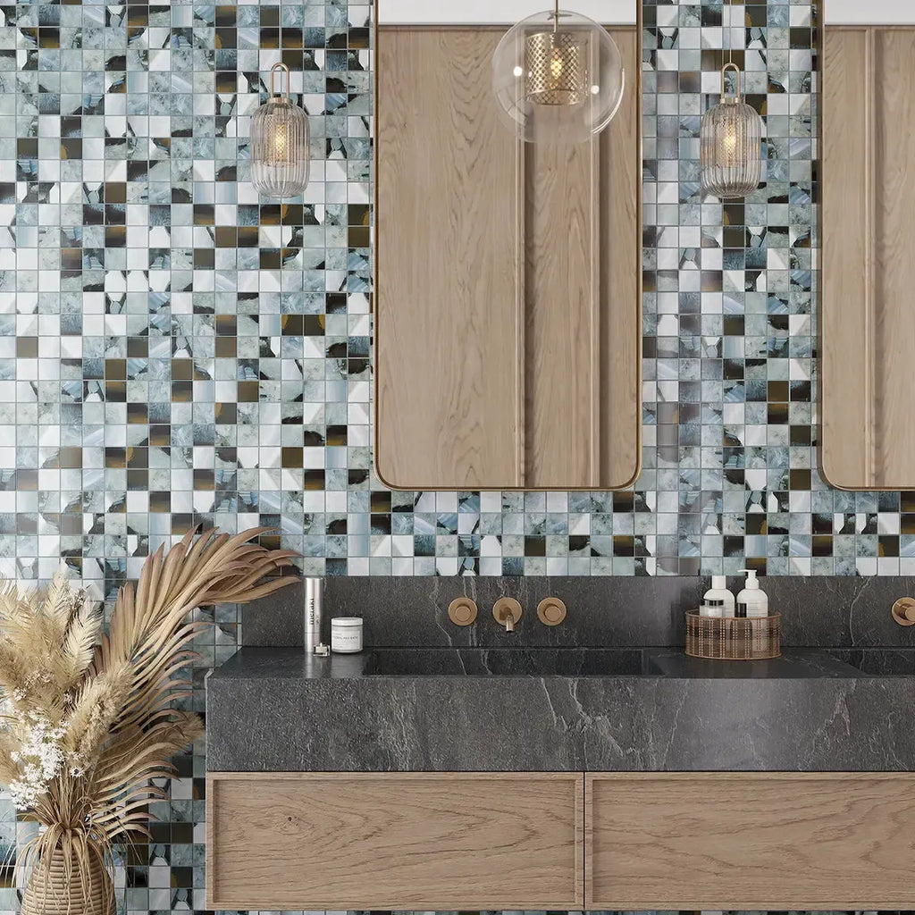 Emporio Agate Geode Blue 2x2 Porcelain Mosaic | Tile Club