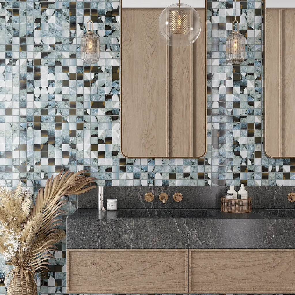 Geode Tile Emporio Agate Geode Blue 2x2 Porcelain Mosaic | Square Patterned Tiles ...