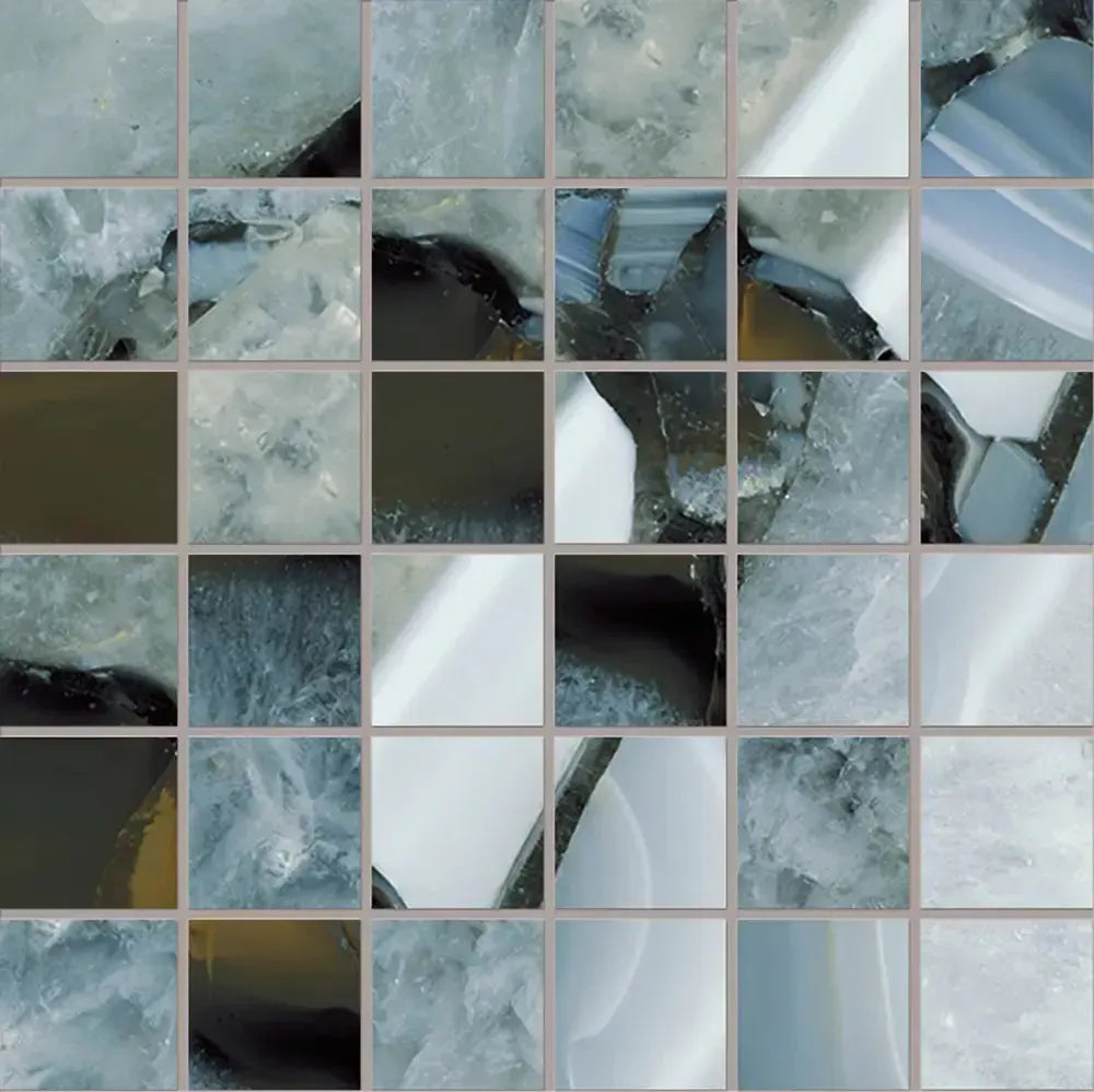 Emporio Agate Geode Blue 2x2 Porcelain Mosaic | Tile Club