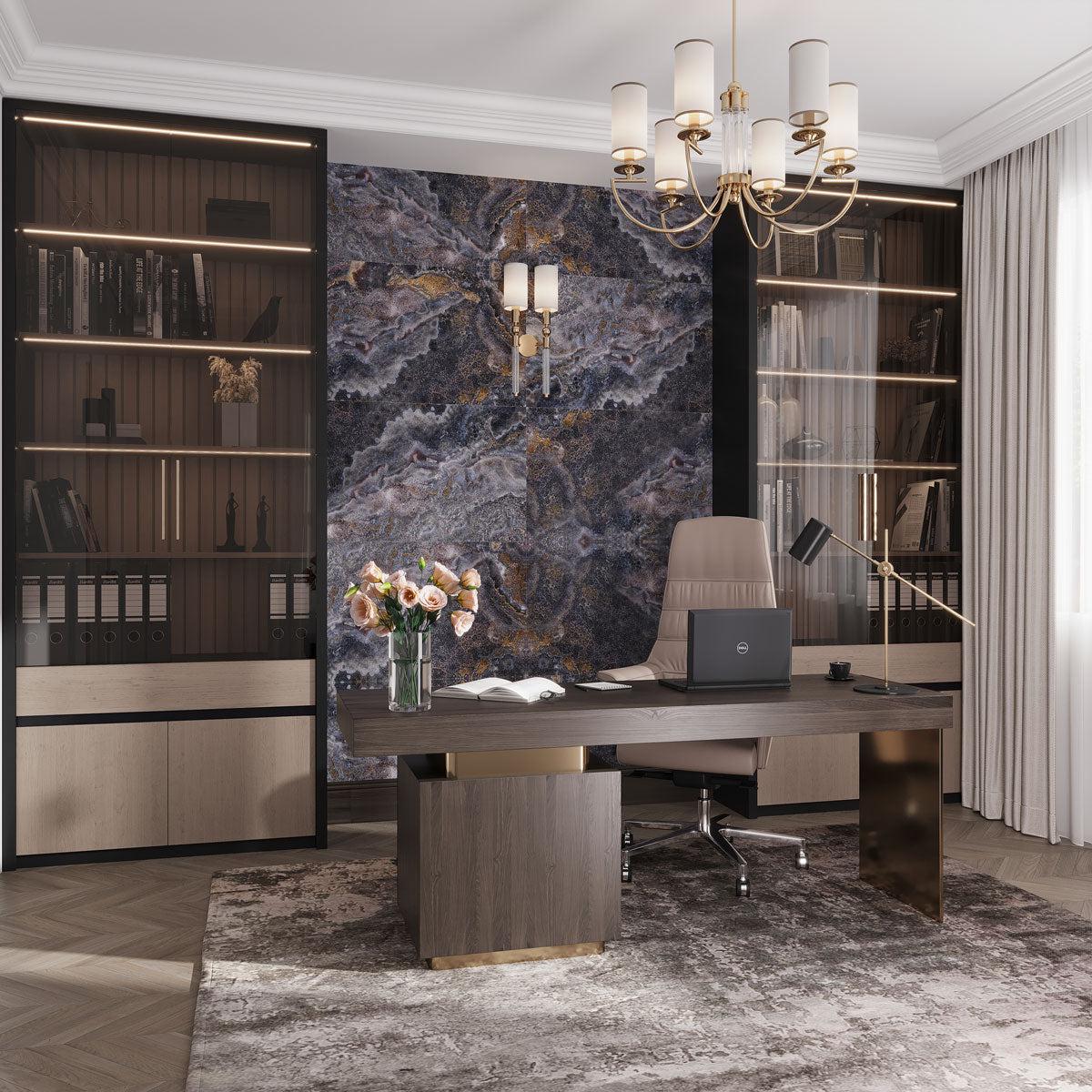 Emporio Baroque Blue Large-Format Porcelain Tile 24x48 | Tile Club