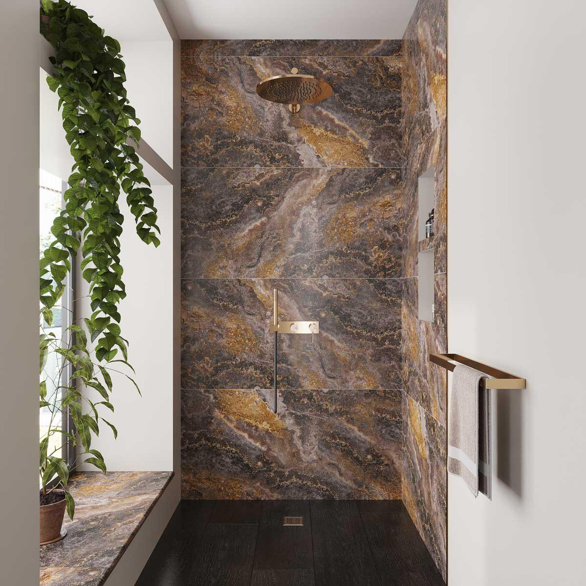 Emporio Baroque Clay Stone Look porcelain shower tile