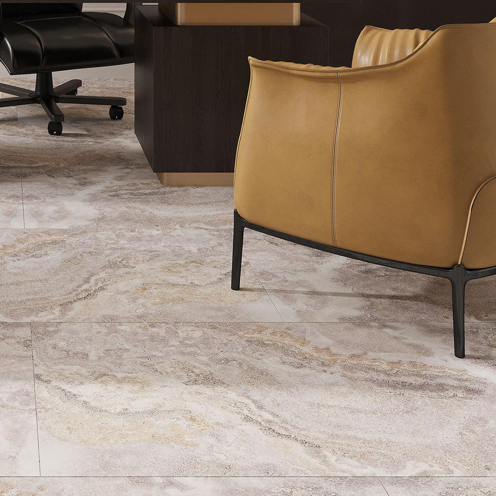 Emporio Baroque White Large-Format Porcelain Tile 24x48 | Tile Club
