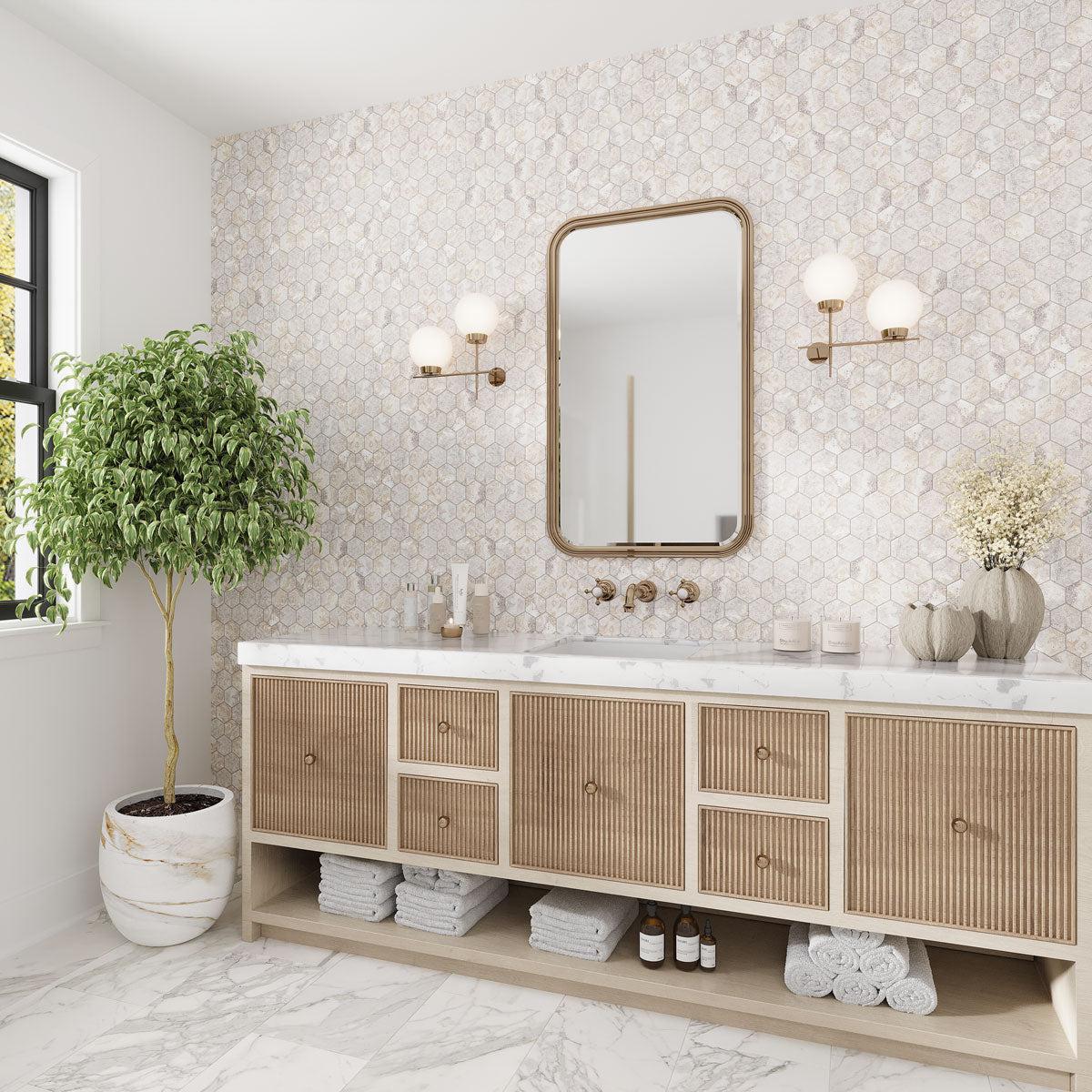 Emporio Baroque White Hex Porcelain Tile Floors and Walls – Tile Club