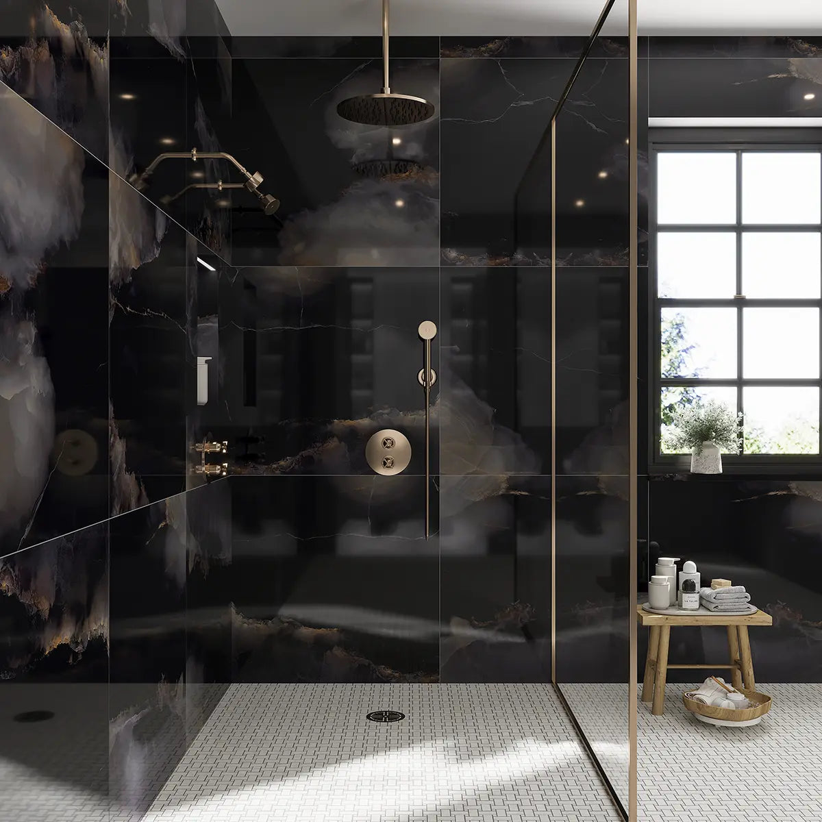 Emporio Black Onyx Large-Format Porcelain Tile 36x36 | Tile Club