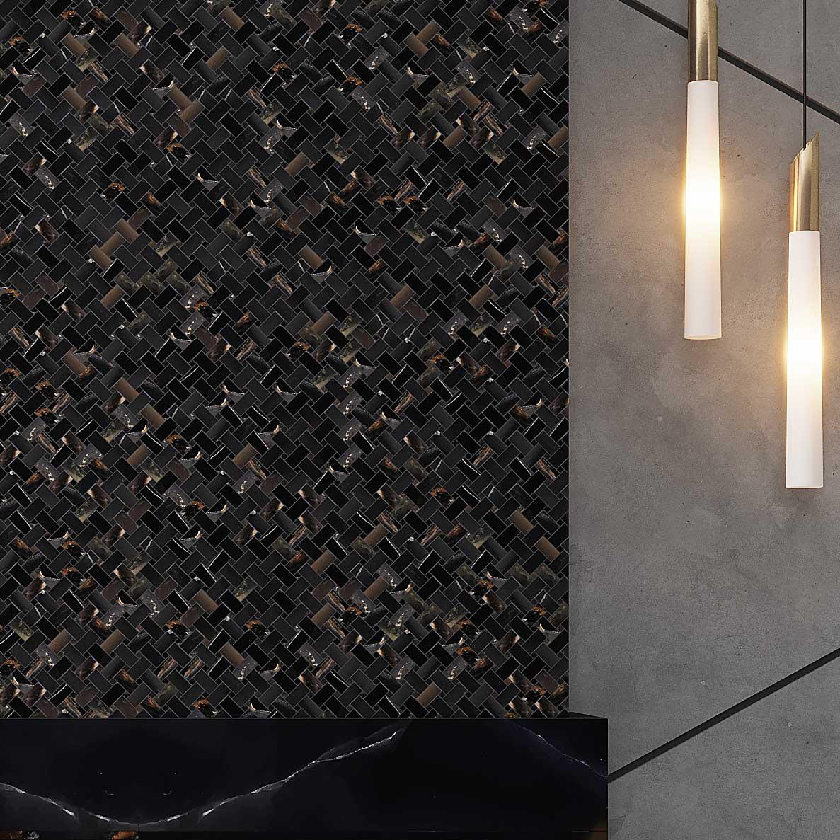 Emporio Black Onyx Porcelain Mosaic Tile | Tile Club