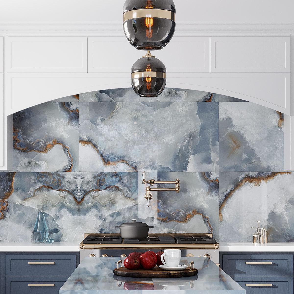 Emporio Blue Onyx Large-Format Porcelain Tile 24x48 | Tile Club