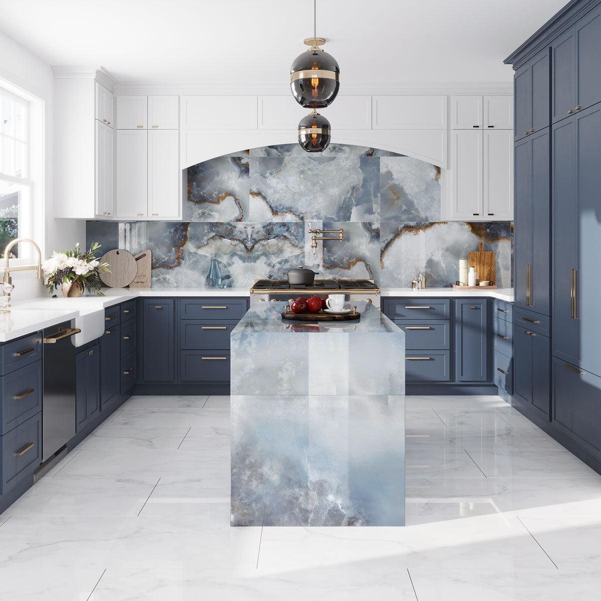 Emporio Blue Onyx Large-Format Porcelain Tile 24x48 | Tile Club