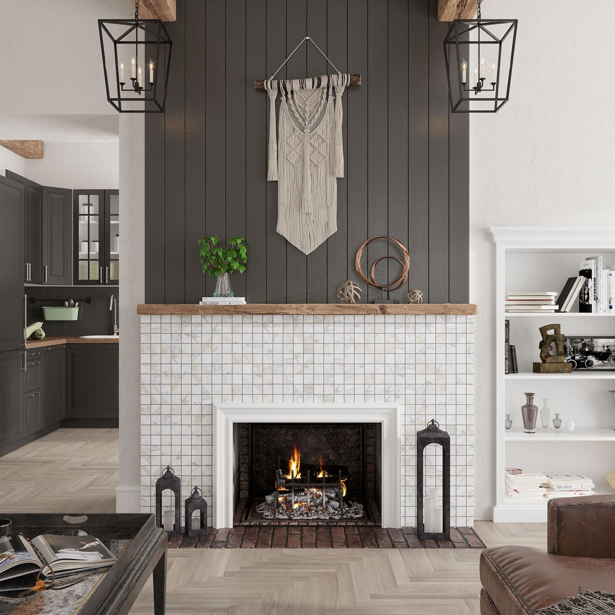 Emporio Calacatta Gold Porcelain Mosaic Tile | Tile Club