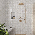 Calacatta Gold mosaic shower tile