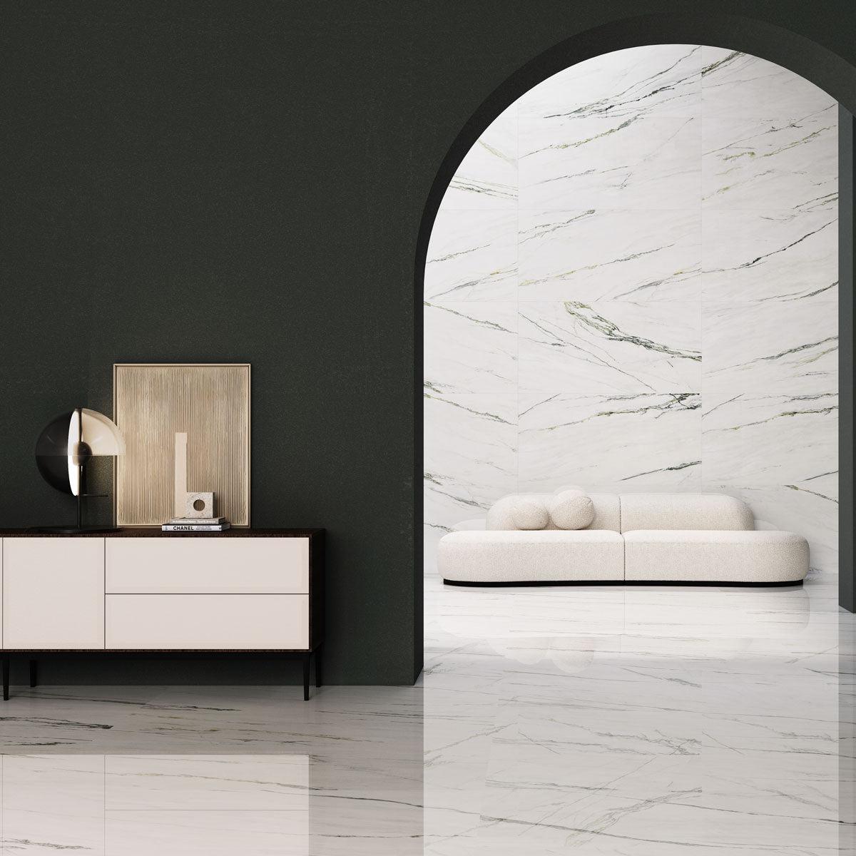 Emporio Calacatta Green Large-Format Porcelain Tile 24x48