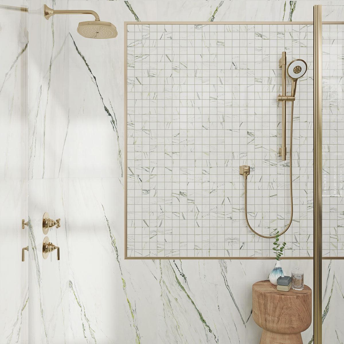 Emporio Calacatta Green Porcelain Mosaic Tile