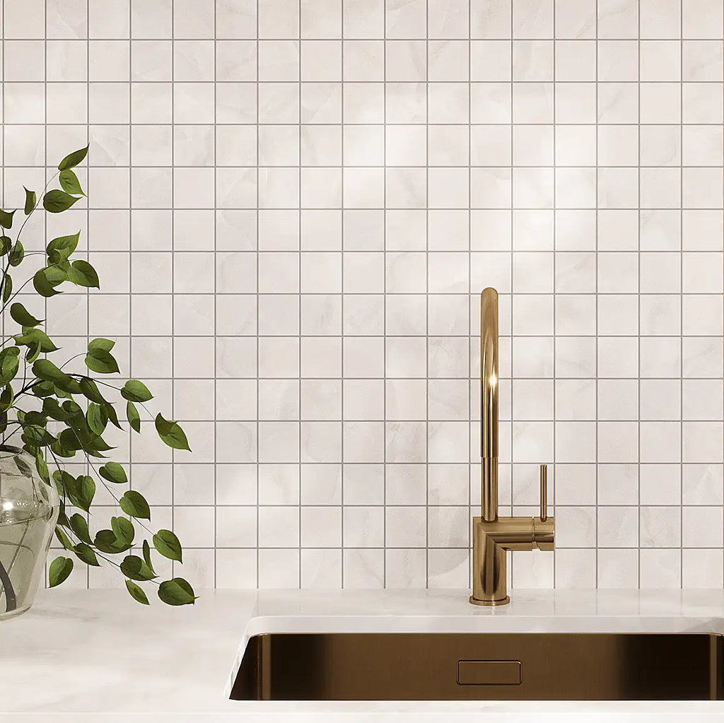 Emporio Cream Crystal-Look Porcelain Mosaic Tile | Tile Club