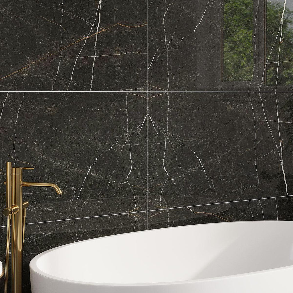 Emporio Gold Nero Black Marble-Look Porcelain Tile