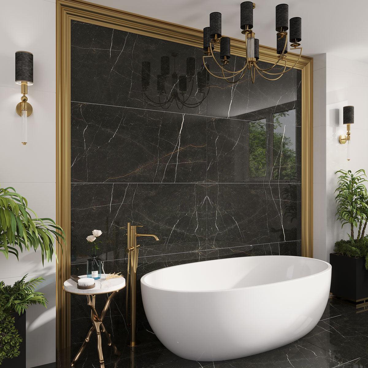 Emporio Gold Nero Large-Format Porcelain Tile 24x48 | Tile Club