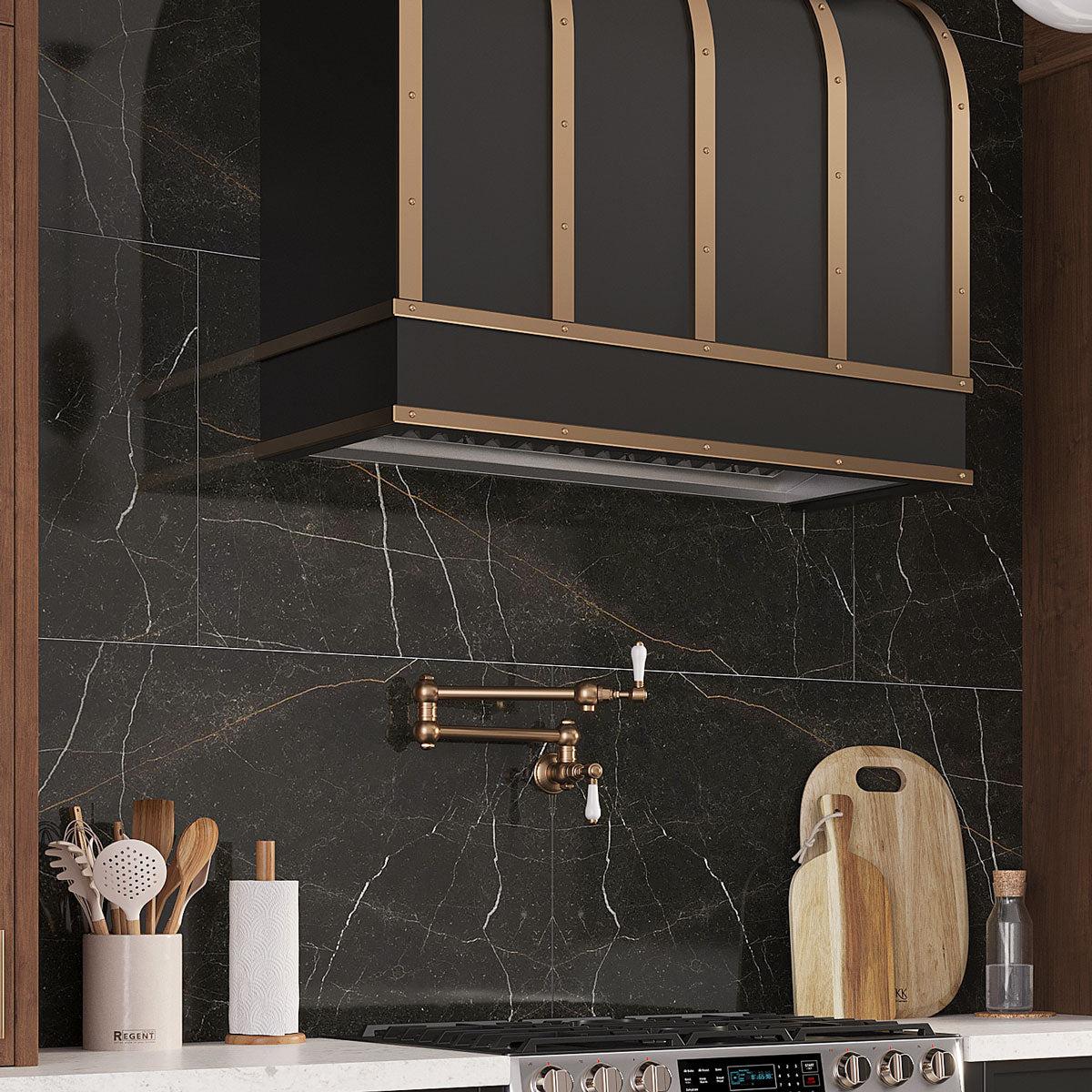 Emporio Gold Nero Large-Format Porcelain Tile 24x48 | Tile Club