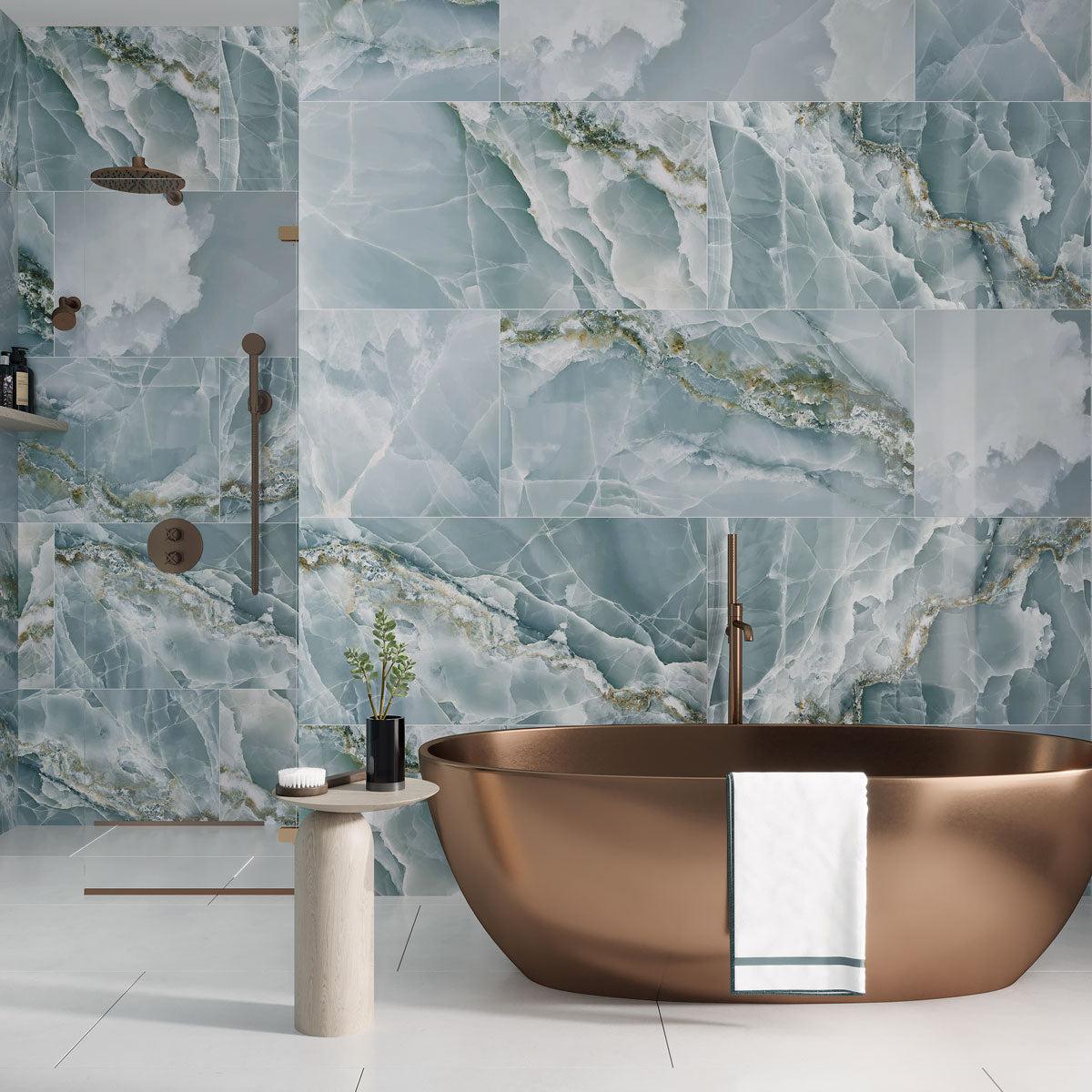 Emporio Green Onyx Large-Format Porcelain Tile 24x48 | Tile Club