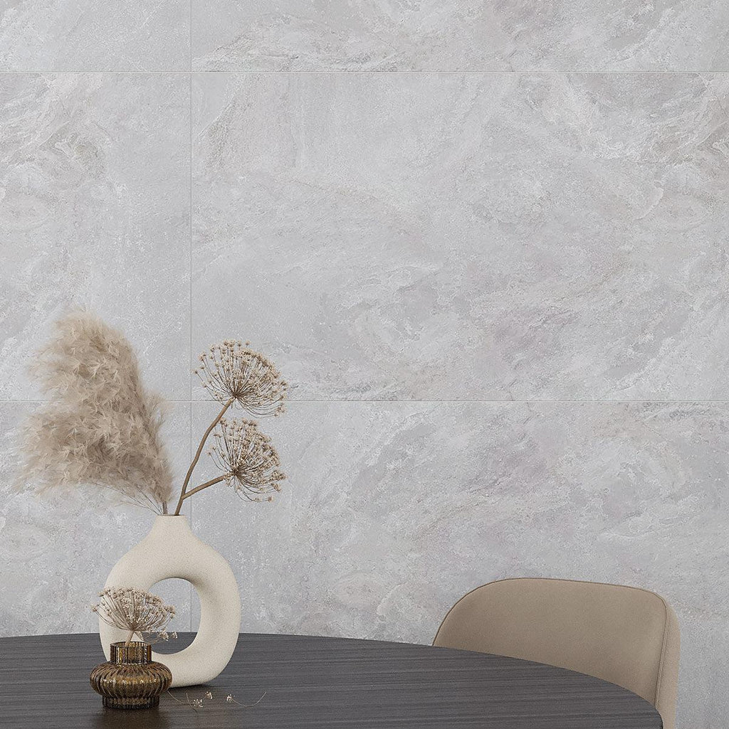 Emporio Grigio Gray Stone-Look Porcelain Slab Tiles