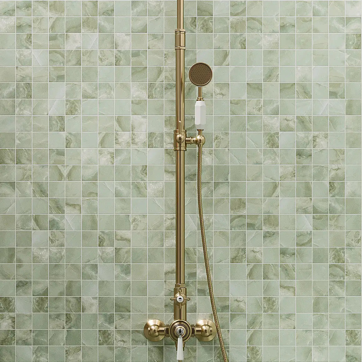 Emporio Jade Crystal-Look Porcelain Mosaic Tile | Tile Club