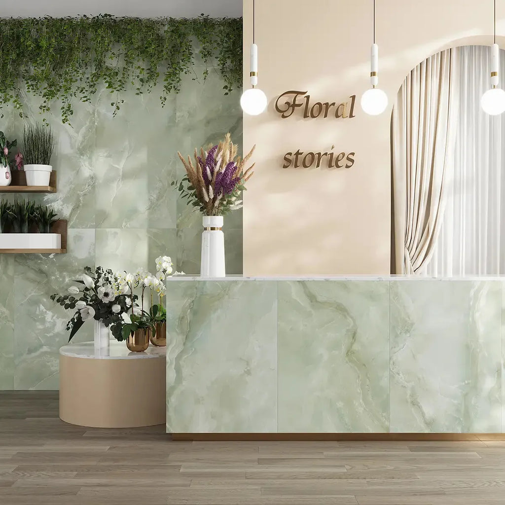 Emporio Jade Crystal-Look Porcelain Tile Crosscut 24x48 | Tile Club