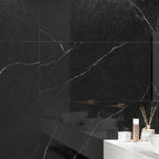 Emporio Metro Black Marble Look Slab Tile Wall
