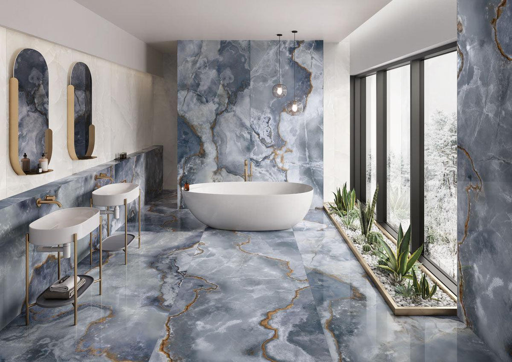 Emporio Blue Onyx Large-Format Porcelain Tile 24x48 | Tile Club