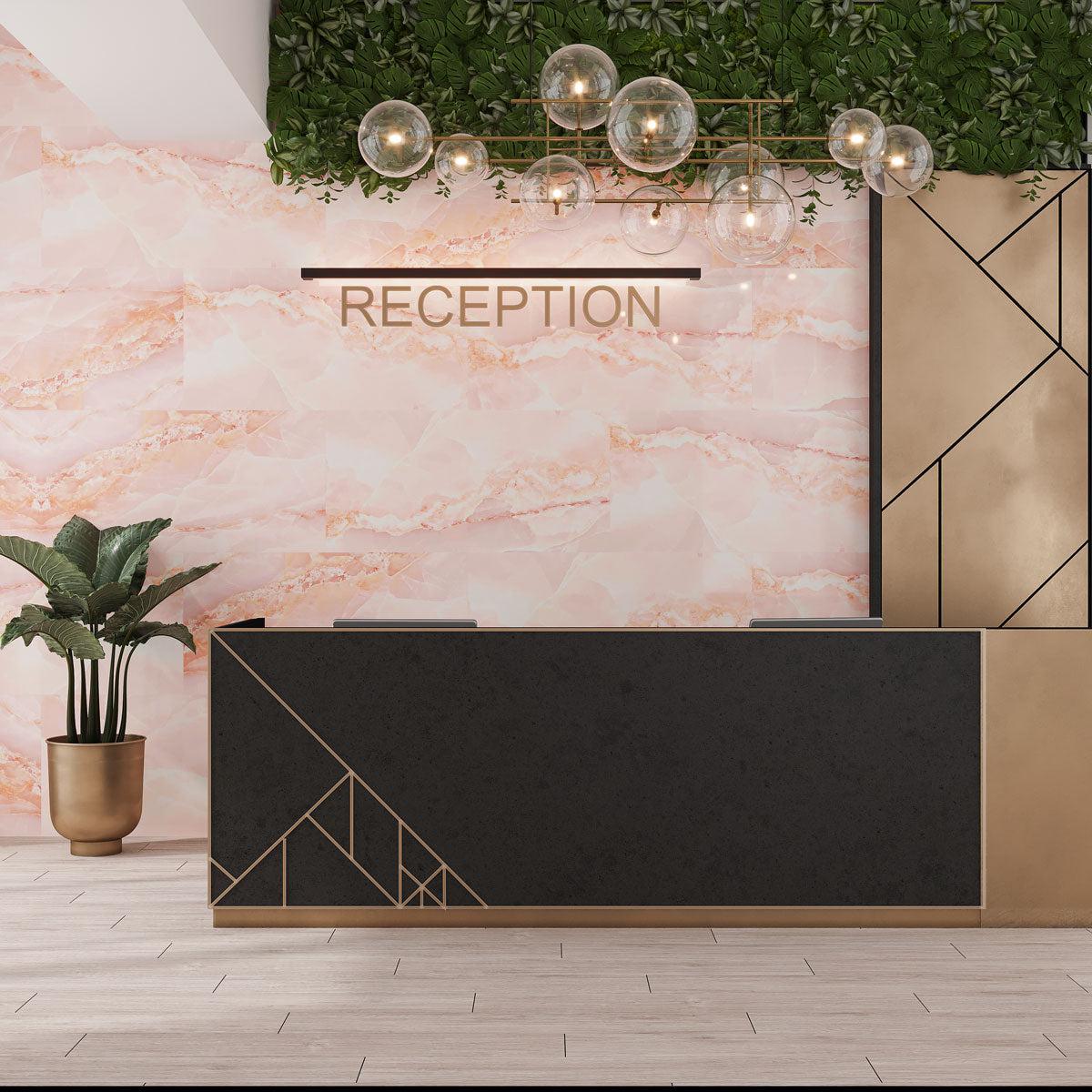 Emporio Pink Onyx Reception Office Design