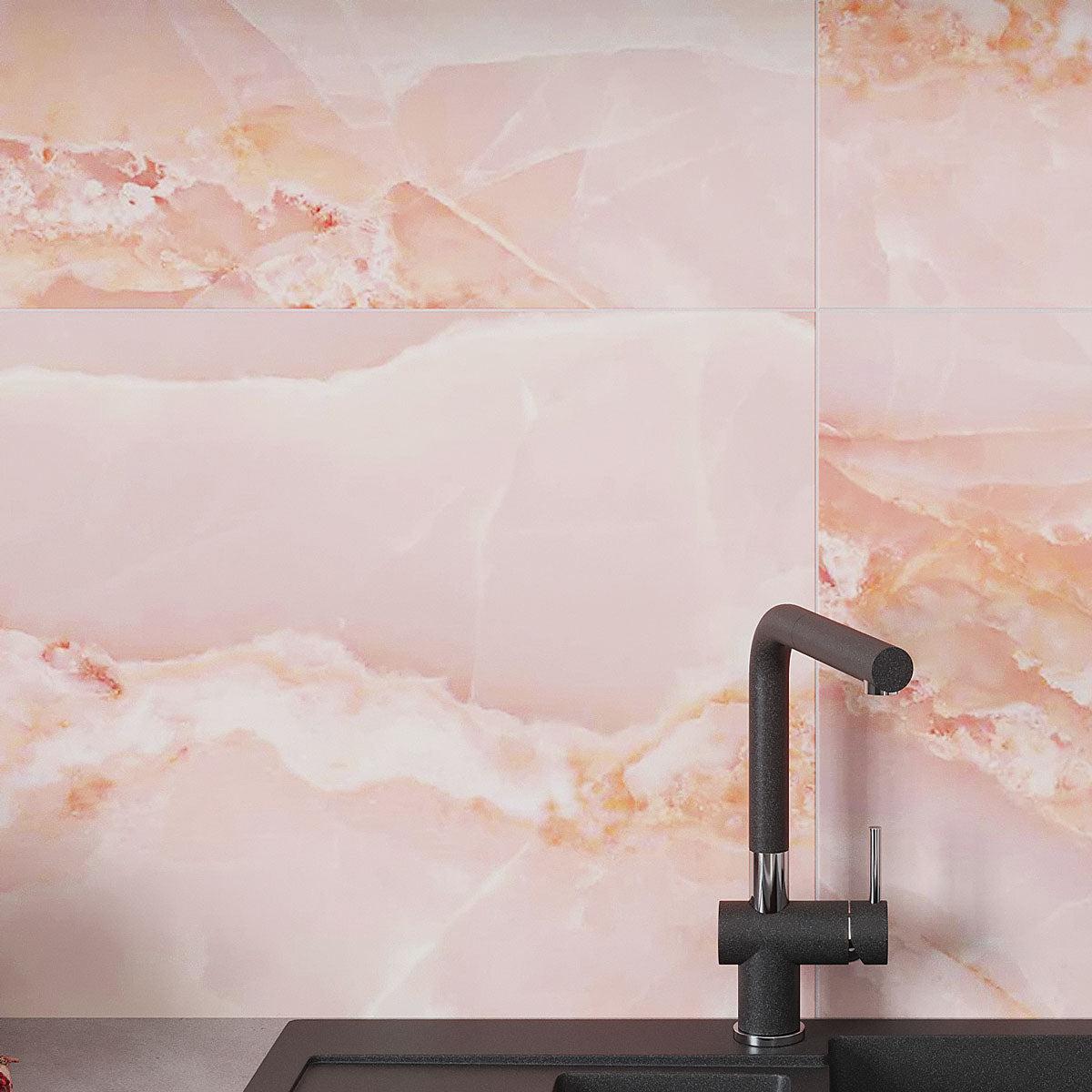 Emporio Pink Onyx Large-Format Porcelain Tile 24x48 | Tile Club