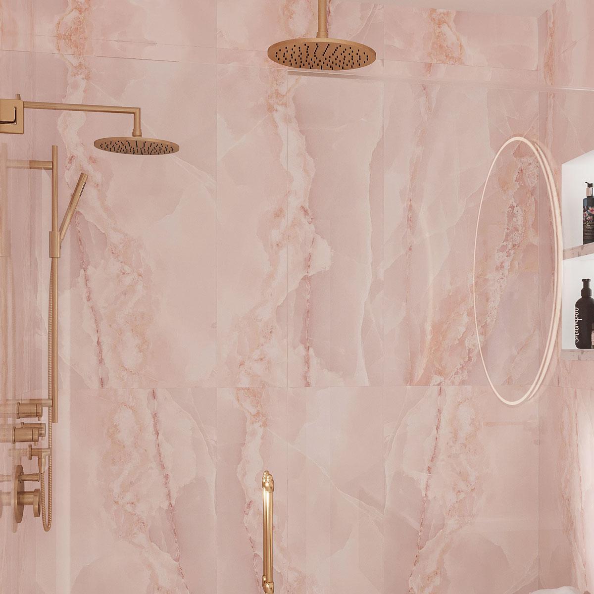 Emporio Pink Onyx Large-Format Porcelain Tile 24x48 | Tile Club